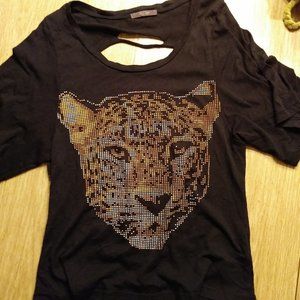 Girls Black Tiger Face Top